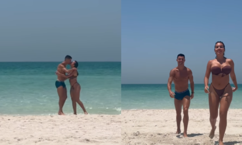 Georgina Rodriguez a Cristiano Ronaldo predvádzajú na pláži svoje ŠPORTOVÉ postavy. Fanúšikovia: „Dvaja najkrajší ľudia na svete“ (FOTKY)