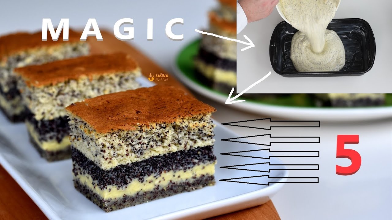 Neuveriteľný magický makový koláč: Do formy nalejte jednu zmes a po upečení získate až 5 vrstiev!