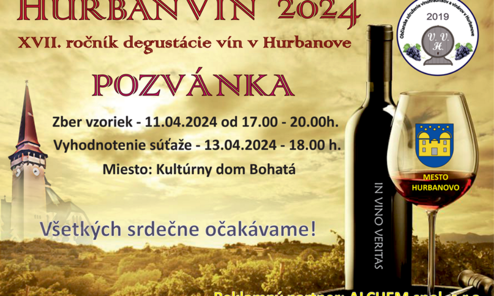 Štatút XVII. ročníka degustácie vín HurbanVin 2024 | 11. až 13. apríl 2024