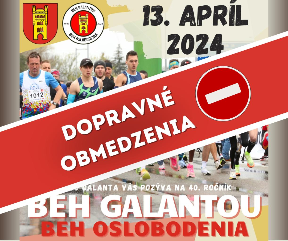 Dopravné obmedzenia v meste Galanta počas podujatia Beh Galantou – Beh oslobodenia 13.4.2024