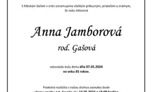 Anna Jamborová rod. Gašová