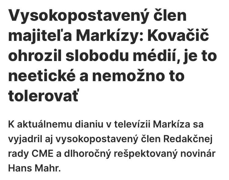 „Niet pochýb, že Michal Kovačič porušil novinárske povinnosti a interné CME usmernenia.