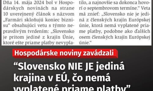 Richard Takáč: JE TO ČIERNE NA BIELOM  HOSPODÁRSKE NOVINY ZAVÁDZALI Po mesiaci uverejnili opravu, pretože Slovensko naozaj nie je zďaleka jediná krajina, ktorej poľnohospo…