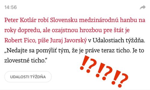 Zuzana Plevíková: KDE JE DNO DENNÍKA N

Presne aj pre takéto hlúpe reči sa udial atentát na R. Fica. Denník N preráža úplné dno, že už naozaj treba iba čakať, či a kde to má spod…