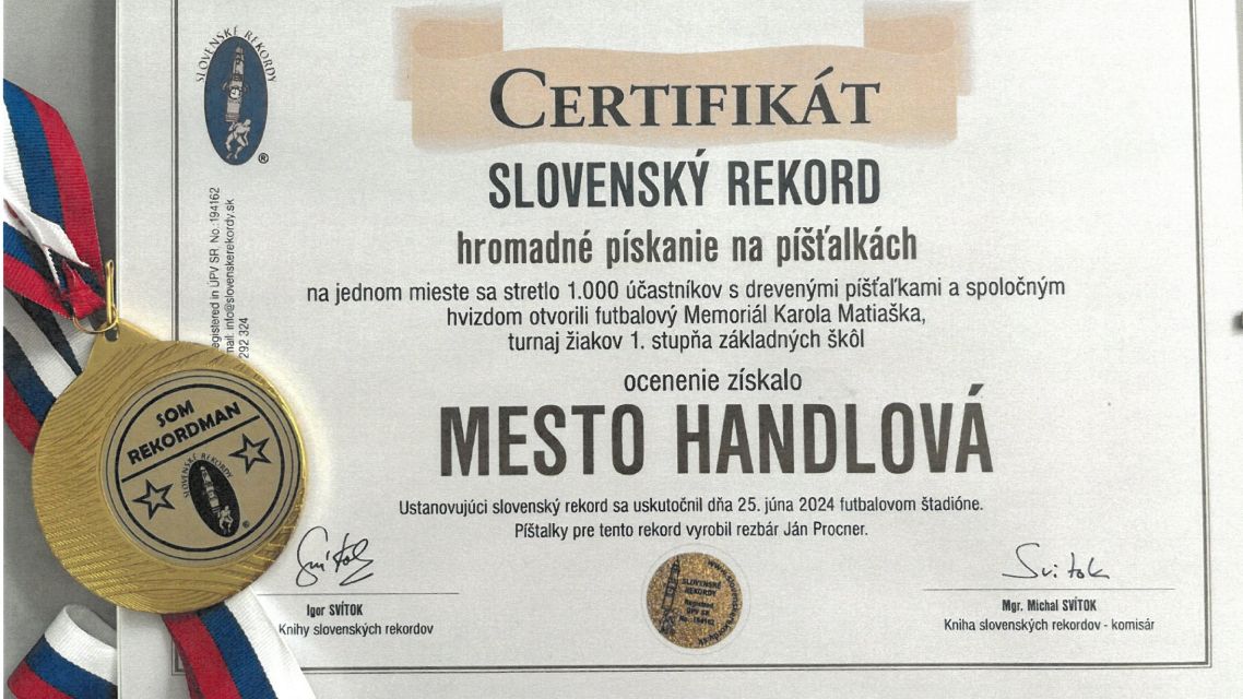 Handlová sa zapísala do Knihy slovenských rekordov