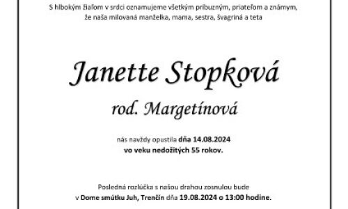 Janette Stopková rod. Margetínová