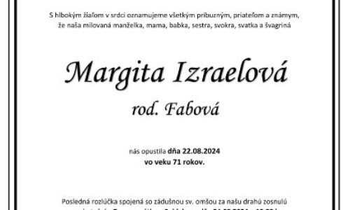 Margita Izraelová rod. Fabová