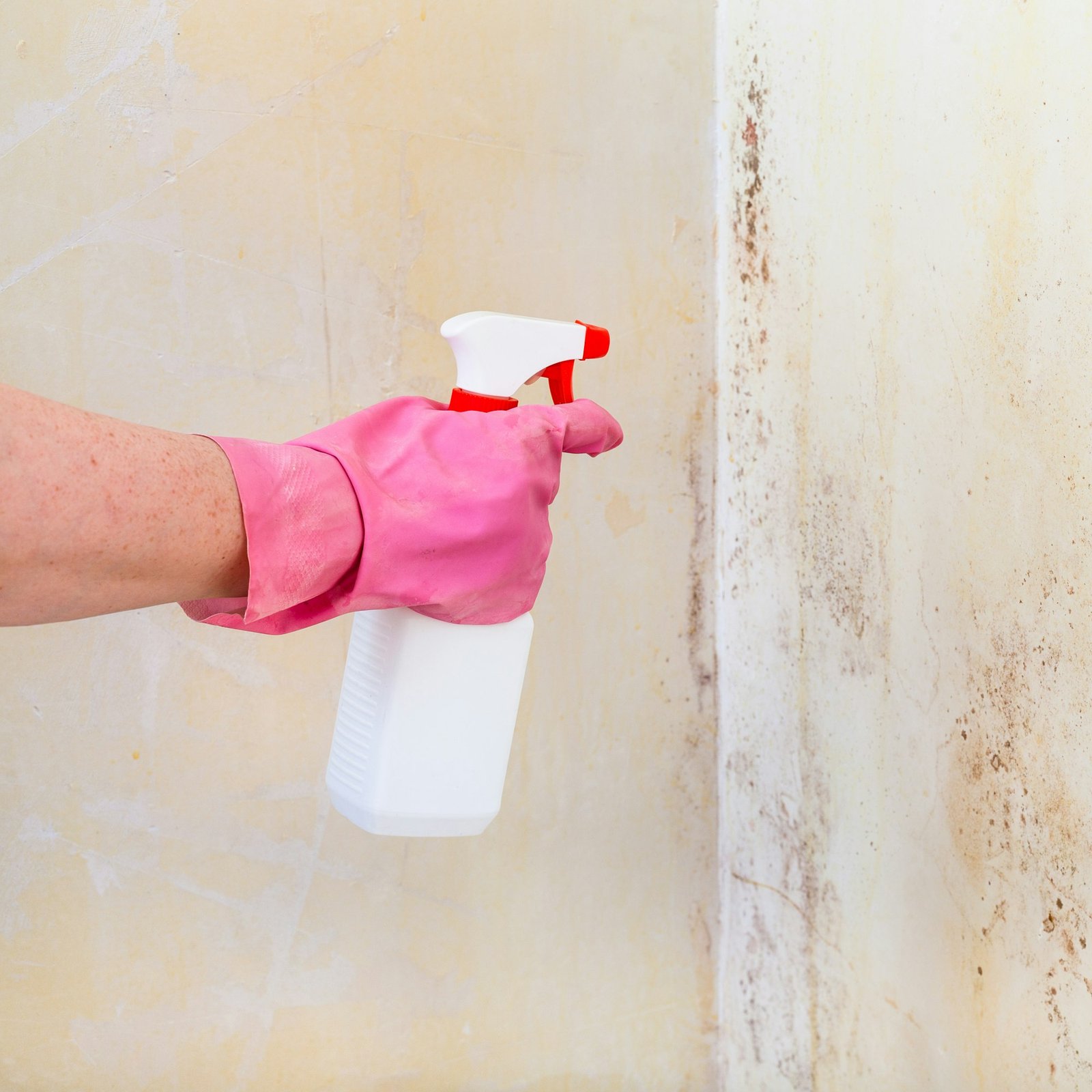removing of mold from wall with liquid spray Pleseň na stenách zmizne týmto trikom s octom za pár minút
