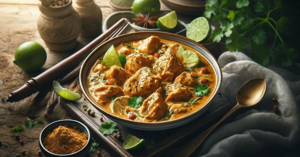 Kuracie curry v kokosovej omáčke s kari korením, zázvorom a limetkou