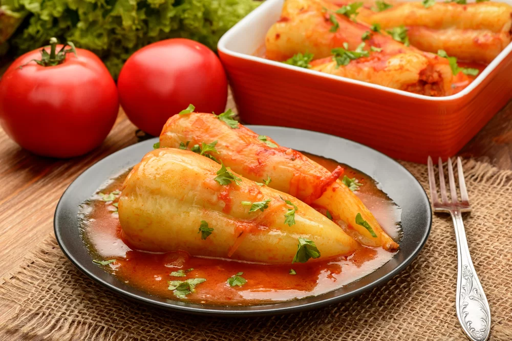 Plnená paprika v paradajkovej omáčke Plnená paprika v paradajkovej omáčke
