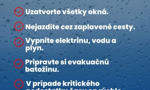 POVODNE: CHRÁŇTE PREDOVŠETKÝM ZDRAVIE, AŽ POTOM MAJETOK

Okrem stúpajúcej hladiny slovenského úseku Dunaja je zvýšená pozornosť sústredená aj na hydrologic…