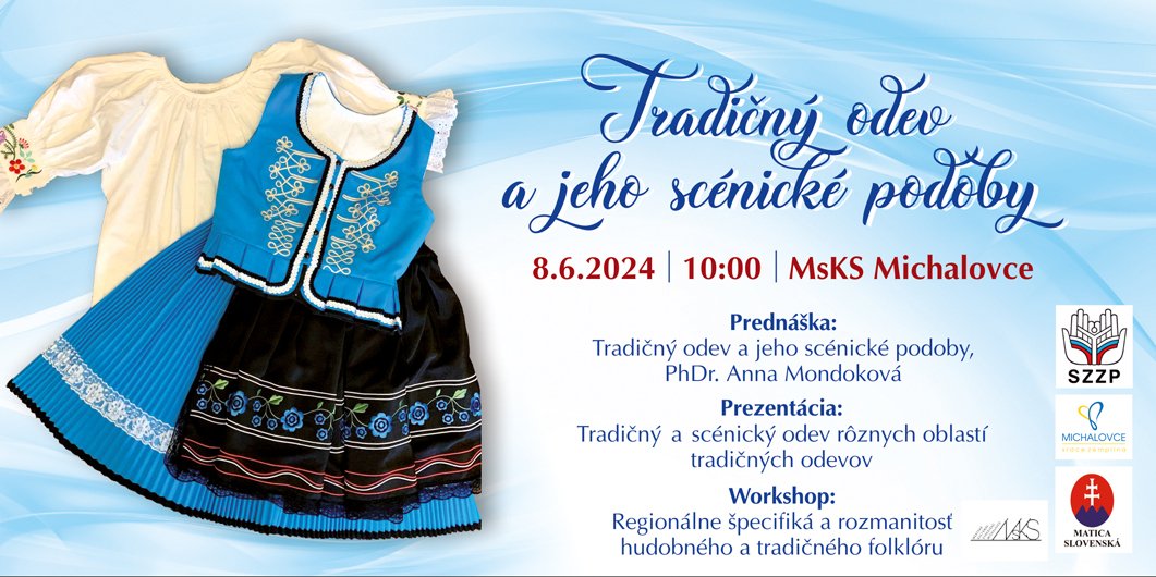 447744851_778890584380143_1755380940373984357_n.jpg Michalovce: Téme Tradičný odev a jeho scénické podoby bude venované podujatie, ktoré sa bude konať zajtra v mestskom kultúrnom stredisku. Pripravená je prezentácia kroj…