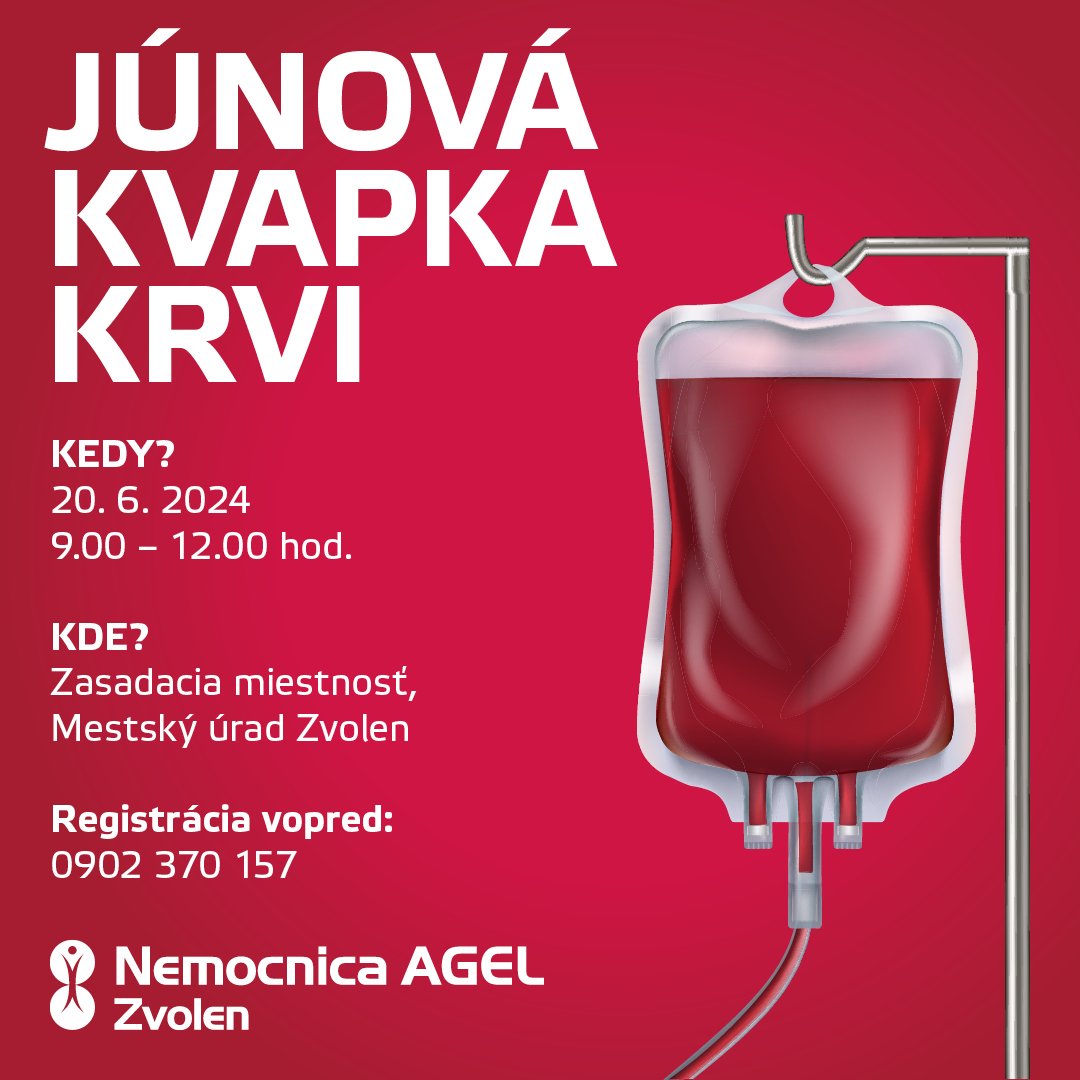 448178413_856342339861407_9139904771058502183_n.jpg Zvolen: Opäť vás pozývame stať sa našim partnerom pri záchrane životov.
Už vo štvrtok 20. júna budete mať šancu znova darovať krv v rámci Júnovej kvapky krvi. Teším…