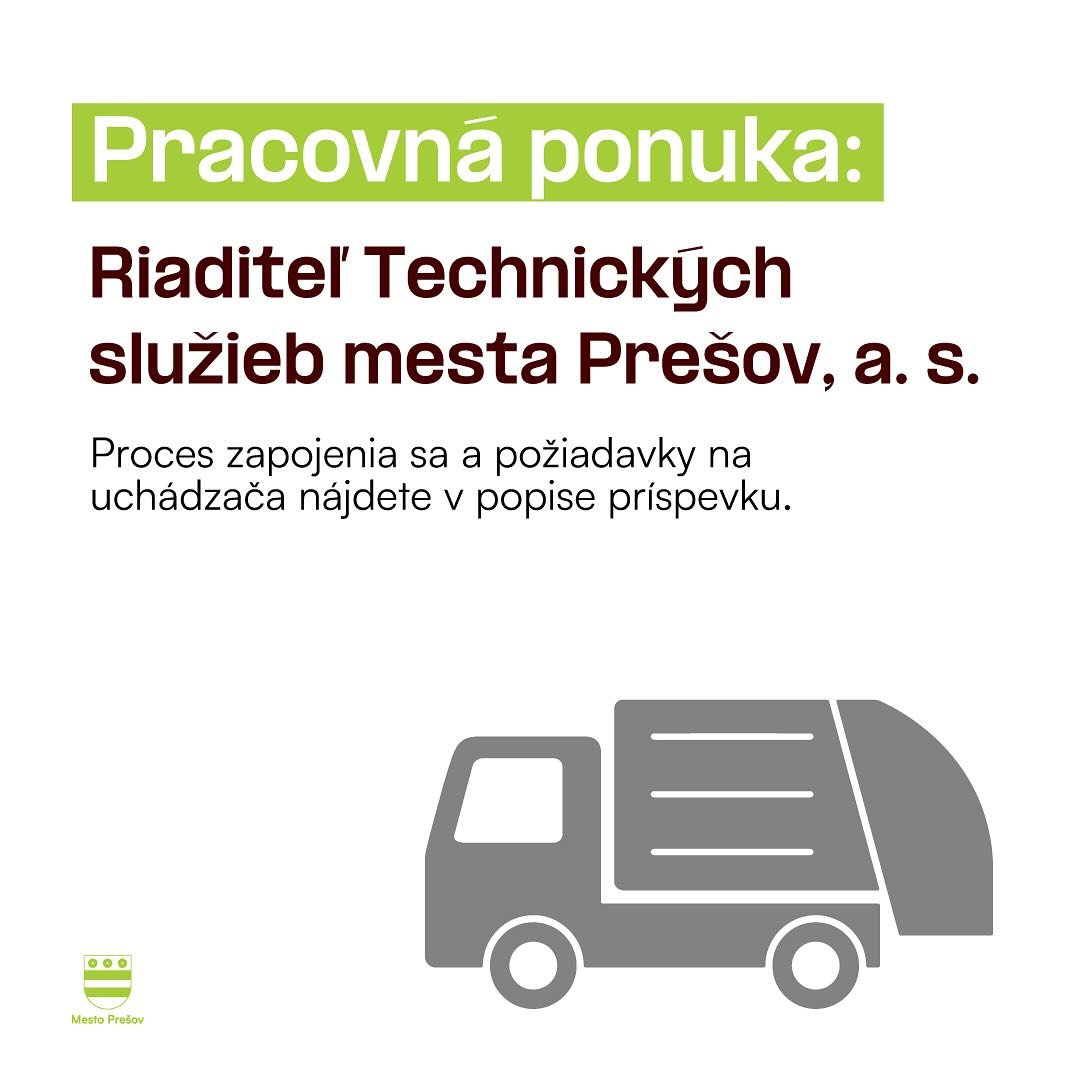 448826226_18238838161265109_7199340361834174716_n.jpg Prešov: HĽADÁME RIADITEĽOV MESTSKÝCH FIRIEM: DPMP, A. S. A TSMP, A. S.
Lepšie fungovanie služieb v meste Prešov, ktoré vykonávajú mestské firmy, má zabezpečiť nov…