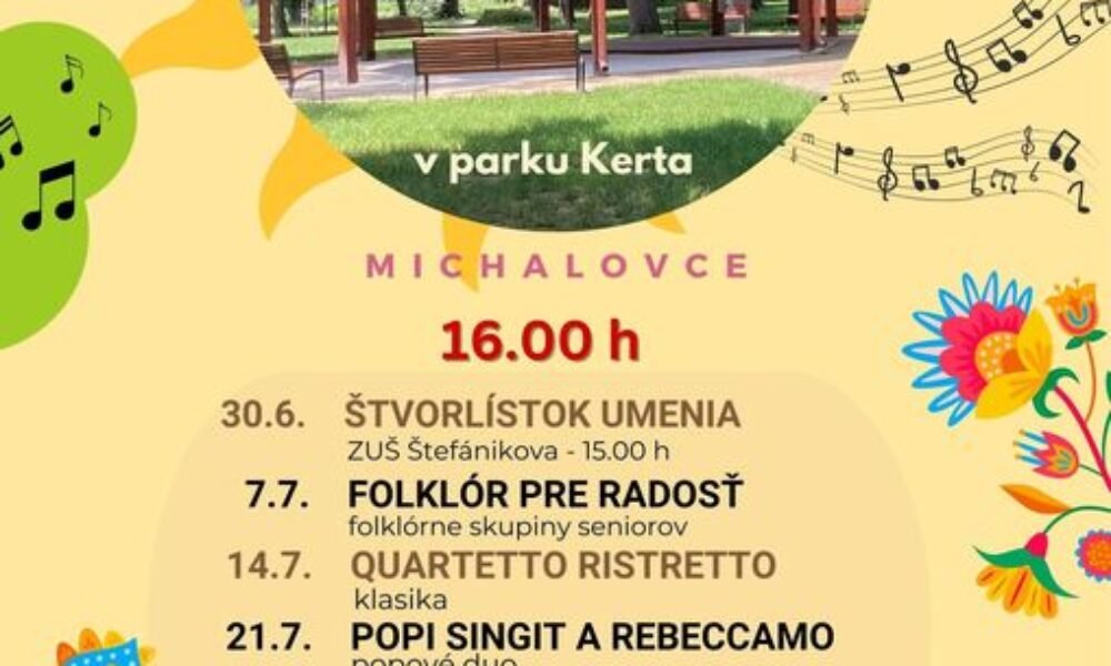 Michalovce: Kultúrne leto v parku Kerta štartuje už túto nedeľu 

Srdečne vás pozývame na sériu poobedných nedeľných podujatí v rámci Kultúrneho leta v krásnom parku K…
