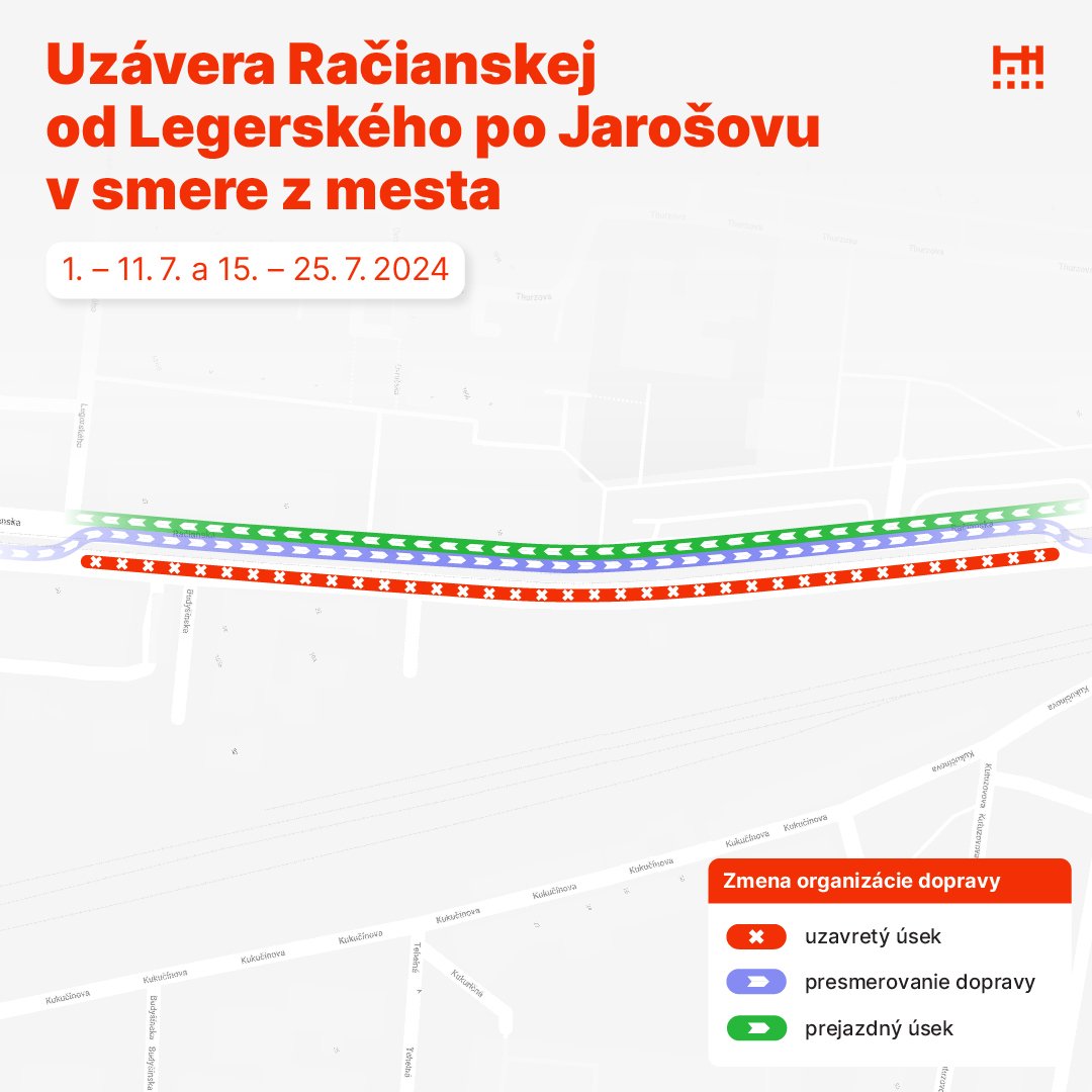 449110007_771900525129826_2660926955020042457_n.jpg Bratislava: V rámci modernizácie Račianskej ulice sú počas letných prázdnin naplánované dopravné obmedzenia aj v úseku medzi Legerského a Jarošovou v smere z mesta:
…