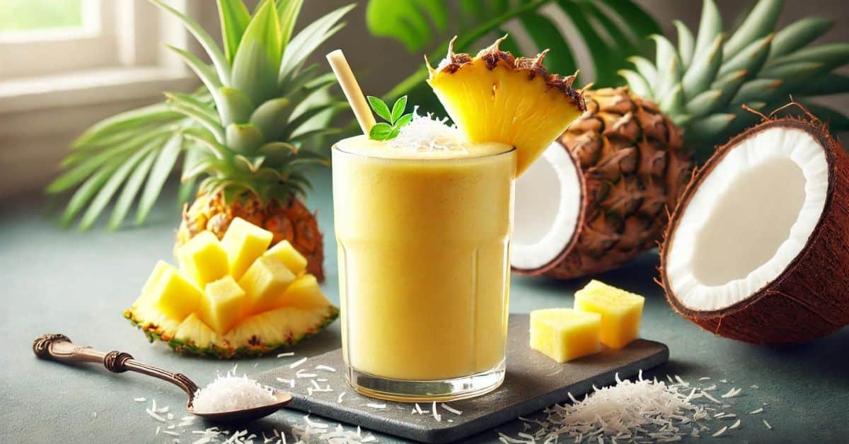 Kokosovo-ananásové smoothie. Fantastická chuť tropického raja Kokosovo-ananásové smoothie. Fantastická chuť tropického raja