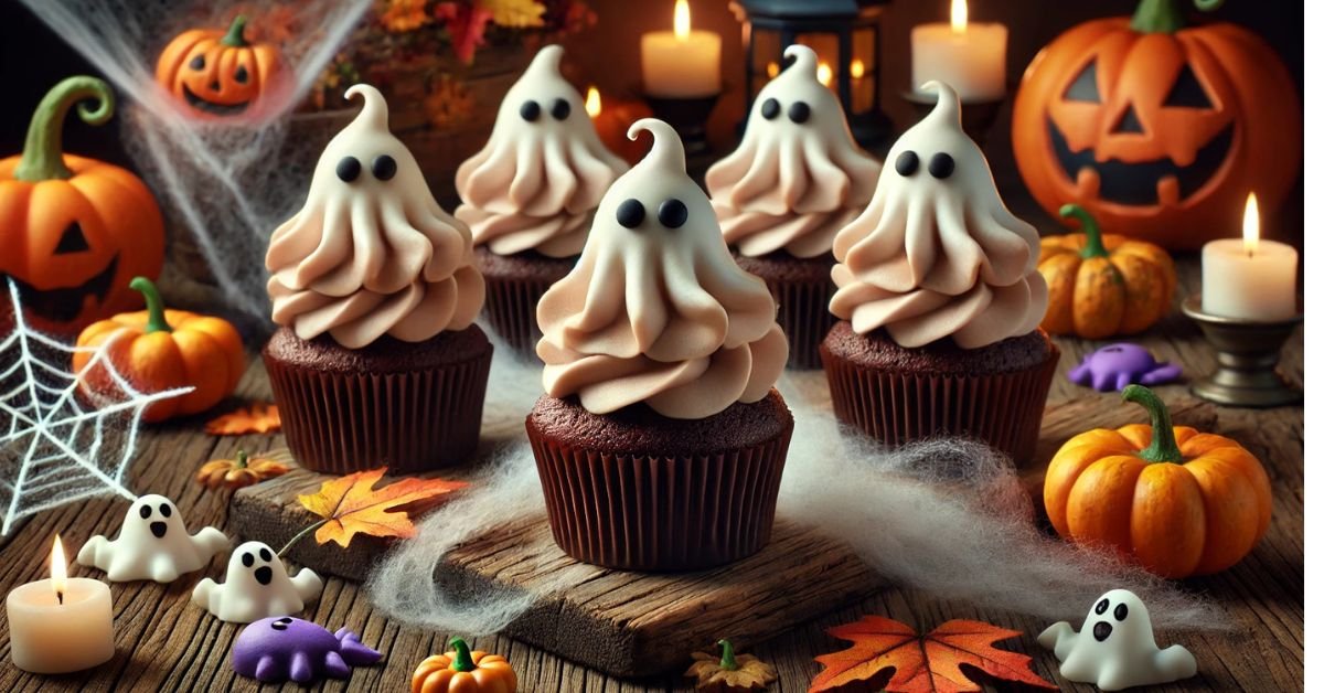 Halloweenske Ghost Cupcakes: Strašidelne roztomilé cupcakes Halloweenske Ghost Cupcakes: Strašidelne roztomilé cupcakes