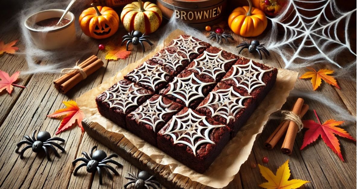 Spider Web Brownies: Strašidelne chutné halloweenske brownies s čokoládovou polevou a pavúčou sieťou Spider Web Brownies: Strašidelne chutné halloweenske brownies s čokoládovou polevou a pavúčou sieťou