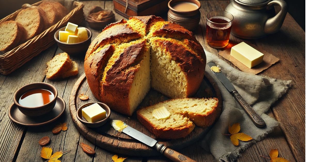 Tradičný írsky Soda Bread: Rýchly chlieb bez droždia s cmarom a jedlou sódou Tradičný írsky Soda Bread: Rýchly chlieb bez droždia s cmarom a jedlou sódou