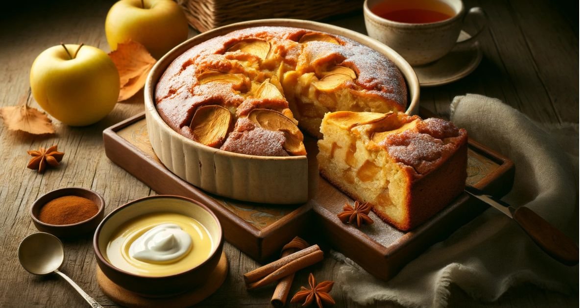 Tradičný Irish Apple cake: Klasický írsky koláč s kúskami jabĺk a škoricou Tradičný Irish Apple cake: Klasický írsky koláč s kúskami jabĺk a škoricou