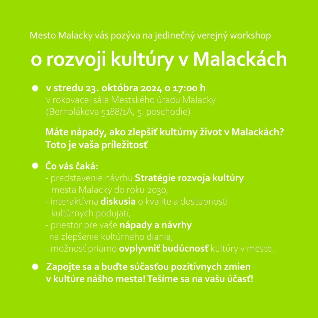 Verejná diskusia o budúcnosti kultúry v Malackách Verejná diskusia o budúcnosti kultúry v Malackách