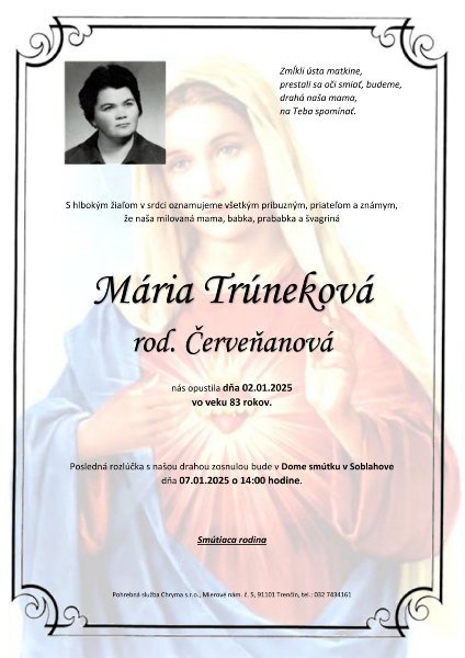 Mária Trúneková rod. Červeňanová Mária Trúneková rod. Červeňanová