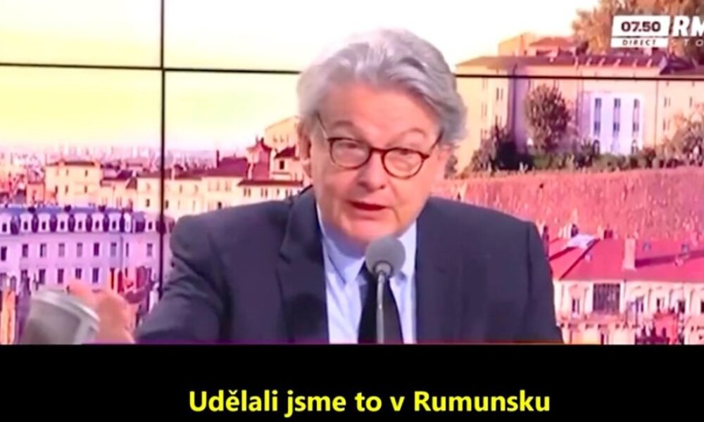 VIDEO: Bývalý eurokomisař na francouzské televizi nejen přiznal, že Brusel stojí za zrušením 1. kola prezidentských voleb v Rumunsku, ale dokonce pohrozil a naznačil, že pokud v Německu vyhraje AfD, tak Brusel zruší i výsledky německých voleb VIDEO: Bývalý eurokomisař na francouzské televizi nejen přiznal, že Brusel stojí za zrušením 1. kola prezidentských voleb v Rumunsku, ale dokonce pohrozil a naznačil, že pokud v Německu vyhraje AfD, tak Brusel zruší i výsledky německých voleb