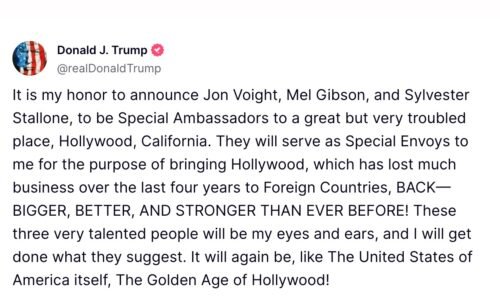 Trump chce změnit i Hollywood: Jako vyslance, kteří mají zajistit odklon od wokismu, jmenoval Jona Voighta, Mela Gibsona a Sylvestera Stalloneho