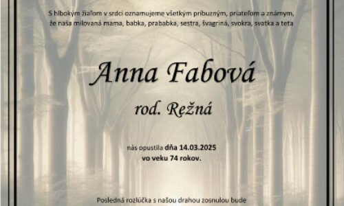 Anna Fabová rod. Režná