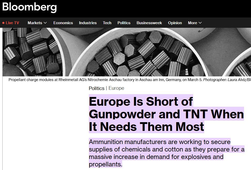 Bloomberg: Európe chýba pušný prach a TNT na výrobu nábojov Bloomberg: Európe chýba pušný prach a TNT na výrobu nábojov