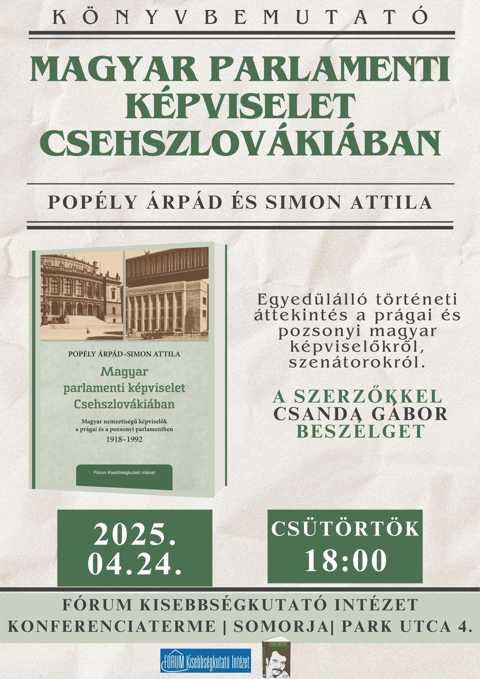 Maďarské parlamentné zastúpenie v Československu – pozvánka na prezentáciu knihy Maďarské parlamentné zastúpenie v Československu – pozvánka na prezentáciu knihy