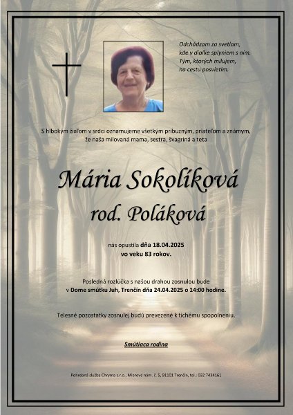 Mária Sokolíková rod. Poláková
