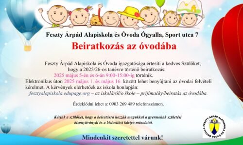 Zápis (Beiratkozás az óvodába) do MŠ Á. Fesztyho s VJM | 5. – 6. május 2025 Zápis (Beiratkozás az óvodába) do MŠ Á. Fesztyho s VJM | 5. – 6. május 2025