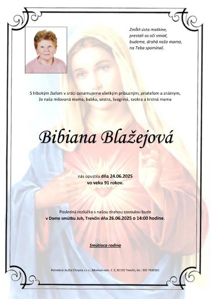 Bibiana Blažejová rod. Vilčeková Bibiana Blažejová rod. Vilčeková