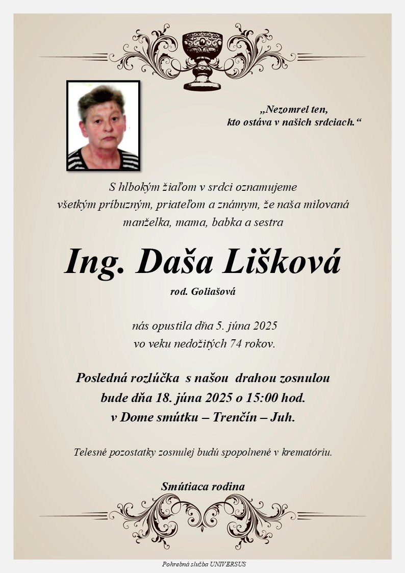 Ing. Daša Lišková Ing. Daša Lišková