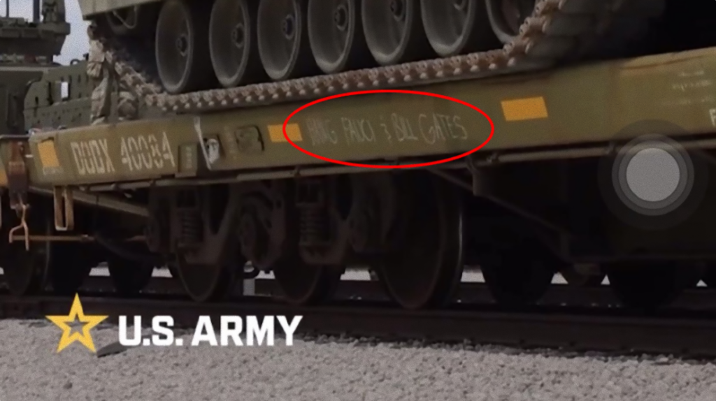 Ve videu Americké armády se objevilo graffiti „Oběste Fauciho a Billa Gatese“