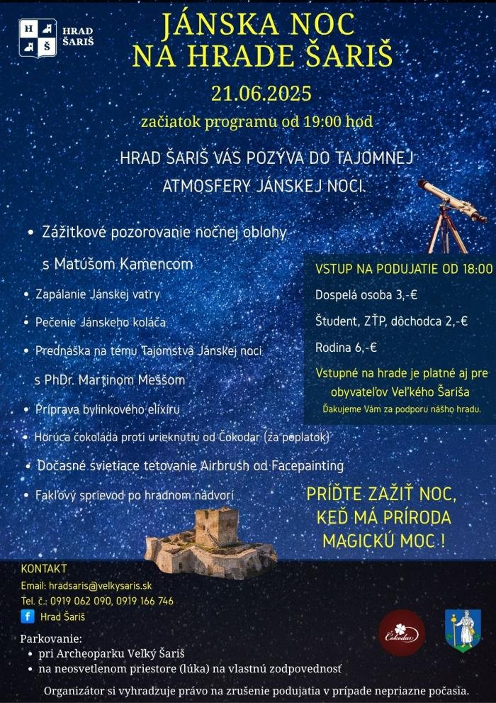 Srdečne Vás pozývame na magickú Jánsku noc na hrade Šariš.
