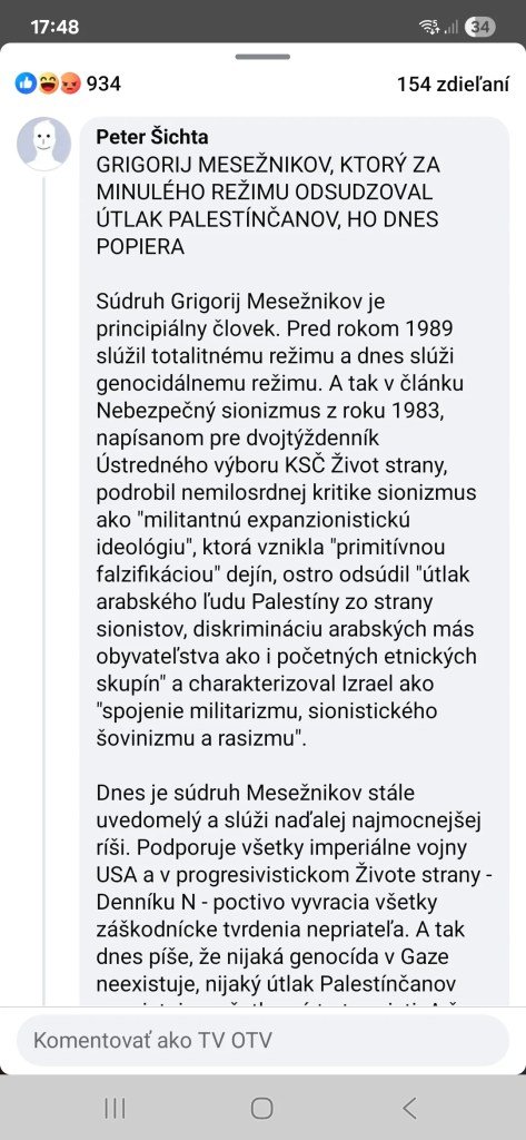 GRIGORIJ MESEŽNIKOV, KTORÝ ZA MINULÉHO REŽIMU ODSUDZOVAL ÚTLAK PALESTÍNČANOV, HO DNES POPIERA GRIGORIJ MESEŽNIKOV, KTORÝ ZA MINULÉHO REŽIMU ODSUDZOVAL ÚTLAK PALESTÍNČANOV, HO DNES POPIERA