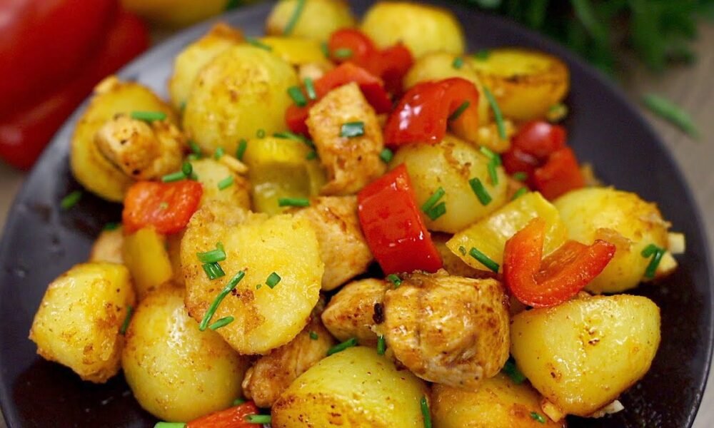 Kartoffeln mit Hühnchen und Paprika – einfach und sehr lecker!