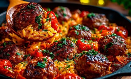 Zu faul zum Kochen? 😍 Dieses leckere Dinner mit zarten Fleischbällchen & Reis rettet dich! 🍽️