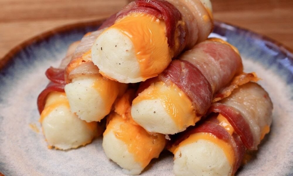 If you have 1 potato and some bacon , make this potato snack, simple and delicious