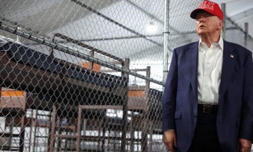 Aligátory ako stráže. trump si pozrel detenčné zariadenie pre migrantov v národnom parku na floride