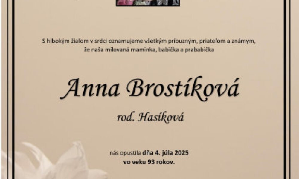 Anna Brostíková rod. Hasíková