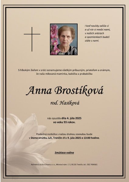 Anna Brostíková rod. Hasíková Anna Brostíková rod. Hasíková