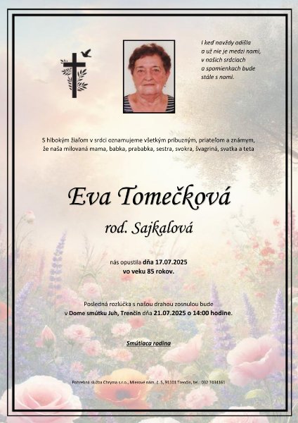 Eva Tomečková rod. Sajkalová Eva Tomečková rod. Sajkalová
