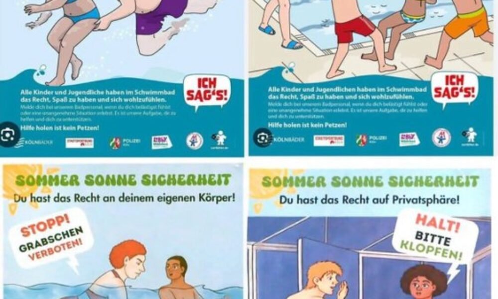 Německo rozjelo kampaň proti útokům na koupalištích, na plakátech útočí Němci na migranty