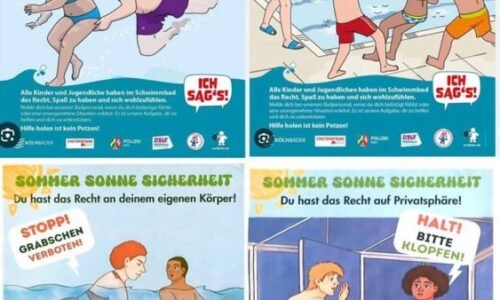Německo rozjelo kampaň proti útokům na koupalištích, na plakátech útočí Němci na migranty