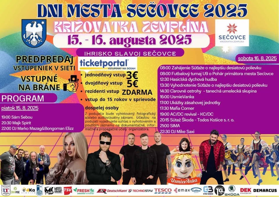 DNI MESTA SEČOVCE 2025 — KRIŽOVATKA ZEMPLÍNA