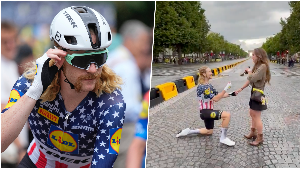 VIDEO Obľúbenec tohtoročnej Tour de France sa činil. Po finiši v Paríži pokľakol pred priateľkou